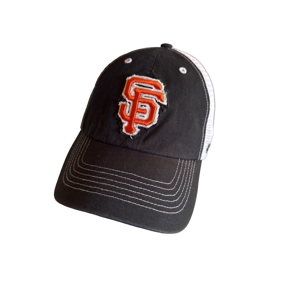 San Fransico Black Embroidered Logo Meshback‎ Hat Cap Fitted Sie L / XL